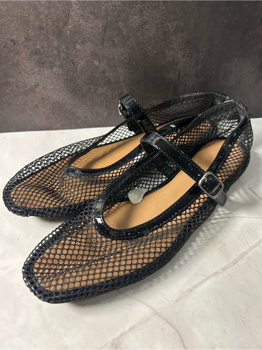 Black Mesh Mary Jane Flats - Picture 4 of 5